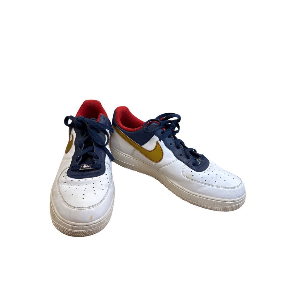 Nike Air Force 1 82 Barkley mens White/Gold/Blue Low-Top Sneakers Size 13 SKU 79